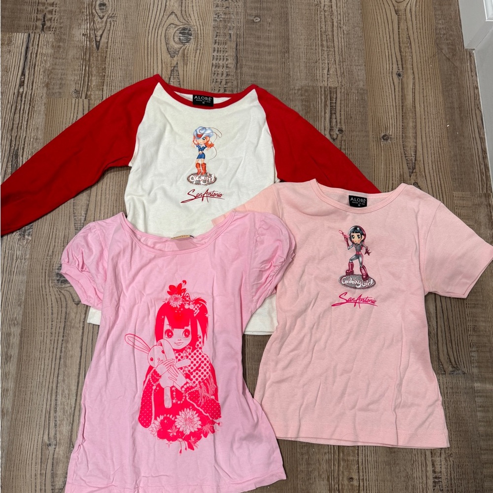 Y2K vintage 90s baby girl Anime Graphic T-Shirts top LOT S M